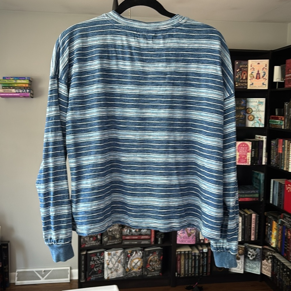 Madewell Navy Striped Button Henley - Picture 4 of 8